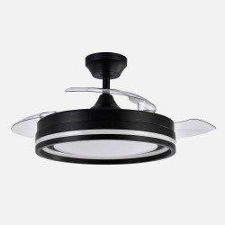 Ventilador Dc Cerrato Niquel 72w 3aspas Desplegables 107d 7200lm 6vel 3000k,4500k,6000k, Remoto+temporizador+memoria