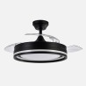 Ventilador Dc Cerrato Niquel 72w 3aspas Desplegables 107d 7200lm 6vel 3000k,4500k,6000k, Remoto+temporizador+memoria