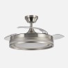 Ventilador Dc Cerrato Niquel 72w 3aspas Desplegables 107d 7200lm 6vel 3000k,4500k,6000k, Remoto+temporizador+memoria