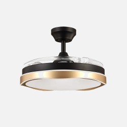 Ventilador Dc Blondi Negro/oro 72w 3aspas 107d 7200lm 6vel 3000k,4500k,6000k, Remoto+temporizador+memoria