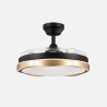 Ventilador Dc Blondi Negro/oro 72w 3aspas 107d 7200lm 6vel 3000k,4500k,6000k, Remoto+temporizador+memoria
