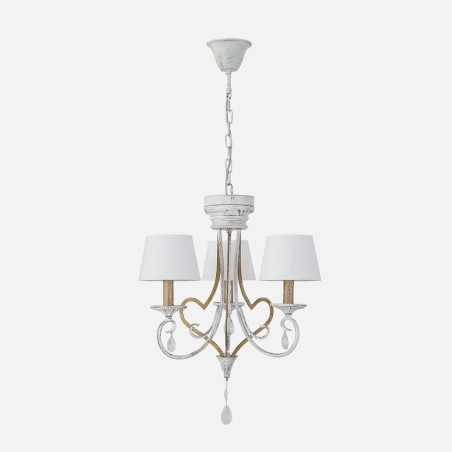 Lampara Crasas 3xe14 Blanco/oro Regx49x49 Cm
