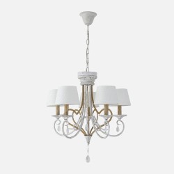 Lampara Crasas 5xe14 Blanco/oro Regx54x54 Cm