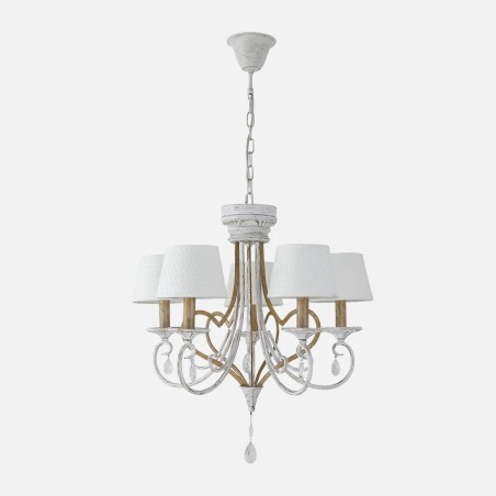 Lampara Crasas 5xe14 Blanco/oro Regx54x54 Cm