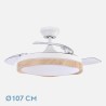 Ventilador Dc Blondi Negro/oro 72w 3aspas 107d 7200lm 6vel 3000k,4500k,6000k, Remoto+temporizador+memoria