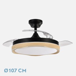 Ventilador Dc Blondi Negro/oro 72w 3aspas 107d 7200lm 6vel 3000k,4500k,6000k, Remoto+temporizador+memoria