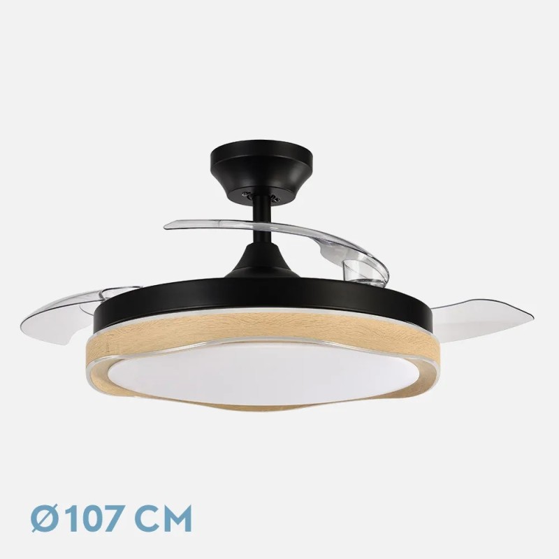 Ventilador Dc Blondi Negro/oro 72w 3aspas 107d 7200lm 6vel 3000k,4500k,6000k, Remoto+temporizador+memoria Ventilador Dc Blondi Negro/oro 72w 3aspas 107d 7200lm 6vel 3000k,4500k,6000k, Remoto+temporizador+memoria