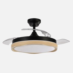 Ventilador Dc Blondi Negro/oro 72w 3aspas 107d 7200lm 6vel 3000k,4500k,6000k, Remoto+temporizador+memoria