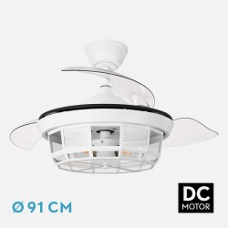 Ventilador Dc Tornado Mini Negro 3xe27 91d 3aspas Desplegables 6velocidades C/remoto Y Temporizador