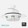Ventilador Dc Tornado Mini Negro 3xe27 91d 3aspas Desplegables 6velocidades C/remoto Y Temporizador