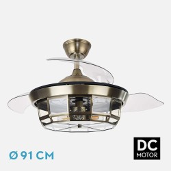 Ventilador Dc Tornado Mini Negro 3xe27 91d 3aspas Desplegables 6velocidades C/remoto Y Temporizador