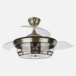 Ventilador Dc Tornado Mini Negro 3xe27 91d 3aspas Desplegables 6velocidades C/remoto Y Temporizador