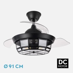 Ventilador Dc Tornado Mini Negro 3xe27 91d 3aspas Desplegables 6velocidades C/remoto Y Temporizador