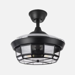 Ventilador Dc Tornado Mini Negro 3xe27 91d 3aspas Desplegables 6velocidades C/remoto Y Temporizador