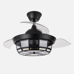 Ventilador Dc Tornado Mini Negro 3xe27 91d 3aspas Desplegables 6velocidades C/remoto Y Temporizador