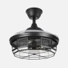 Ventilador Dc Tornado Cuero/Blanco/Negro 5xe27 107d 3aspas Desplegables 6velocidades C/remoto Y Temporizador