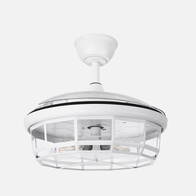 Ventilador Dc Tornado Cuero/Blanco/Negro 5xe27 107d 3aspas Desplegables 6velocidades C/remoto Y Temporizador Ventilador Dc Tornado Cuero/Blanco/Negro 5xe27 107d 3aspas Desplegables 6velocidades C/remoto Y Temporizador
