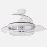 Ventilador Dc Tornado Cuero/Blanco/Negro 5xe27 107d 3aspas Desplegables 6velocidades C/remoto Y Temporizador