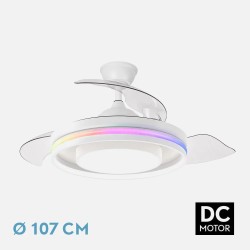 Ventilador Dc Pitufo 57w Blanco 3asp107d 3990lm Rgb +3000-4500-6500k Reg.intensidad+remoto+memo+temporiz