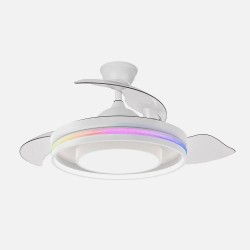 Ventilador Dc Pitufo 57w Blanco 3asp107d 3990lm Rgb +3000-4500-6500k Reg.intensidad+remoto+memo+temporiz