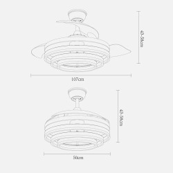 Ventilador 72w Dc Kai Negro 3 Aspas Transp. 6Vel. 3 Colores 43/58x50/107 C/remoto,memoria Y temp. 6120lm