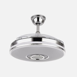 Ventilador Dc Noto 72w 6120lm Cromo 3asp.desp.108d 3 Colores+rgb Bluetooth, Remoto, Memoria Y Altavoz