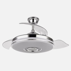 Ventilador Dc Noto 72w 6120lm Cromo 3asp.desp.108d 3 Colores+rgb Bluetooth, Remoto, Memoria Y Altavoz