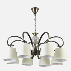 Lampara Concordia 8xe14 Cuero Pantalla Beis REGx75x75