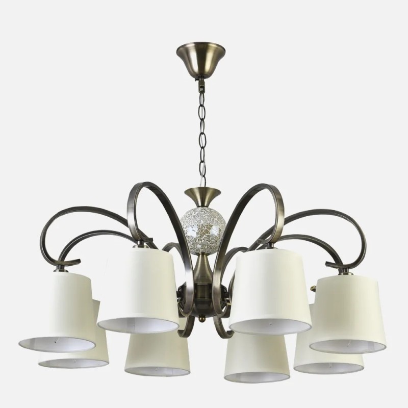 Lampara Concordia 8xe14 Cuero Pantalla Beis REGx75x75 Lampara Concordia 8xe14 Cuero Pantalla Beis REGx75x75