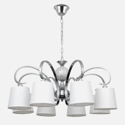 Lampara Concordia 8xe14 Cromo Pantalla Blanca 50-70x78d
