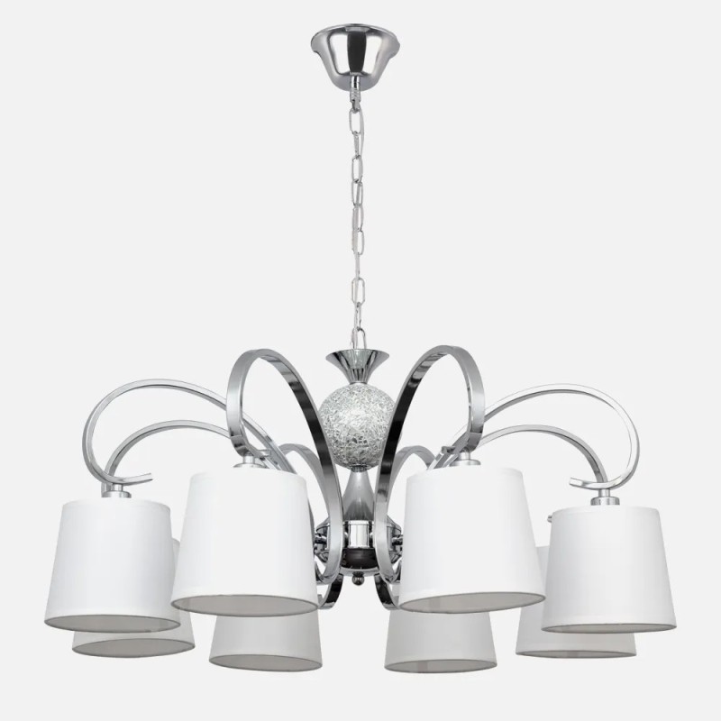 Lampara Concordia 8xe14 Cromo Pantalla Blanca 50-70x78d Lampara Concordia 8xe14 Cromo Pantalla Blanca 50-70x78d