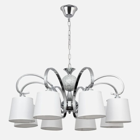 Lampara Concordia 8xe14 Cromo Pantalla Blanca 50-70x78d