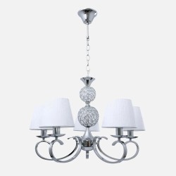 Lampara Ordoñez 5xe14 Cromo Pantalla Blanca Regx60x60 Cm