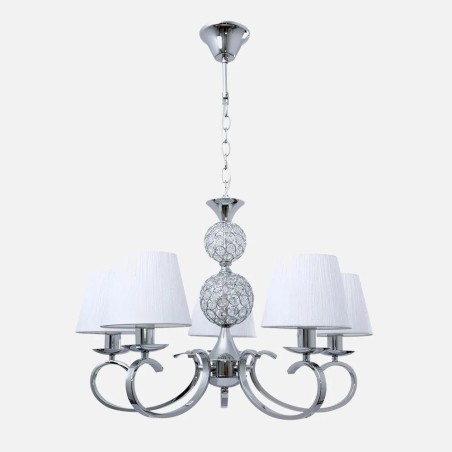Lampara Ordoñez 5xe14 Cromo Pantalla Blanca Regx60x60 Cm