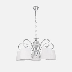 Lampara Bogota 5xe14 Cromo Pantalla Blanca Regx57x57 Cm