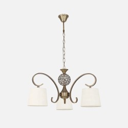 Lampara Bogota 3xe14 Cuero Pantalla Blanca Regx57x57 Cm