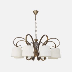 Lampara Bogota 8xe14 CUERO Pantalla Blanca Regx75x75 Cm