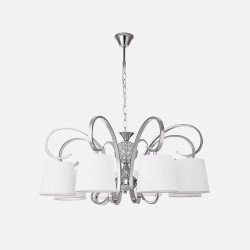 Lampara Bogota 8xe14 Cromo Pantalla Blanca Regx75x75 Cm