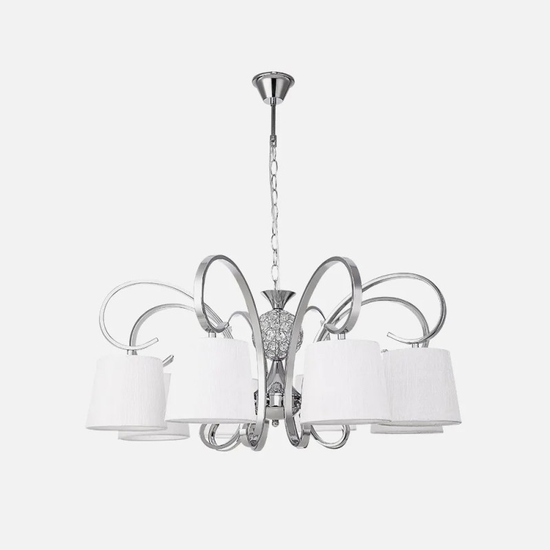 Lampara Bogota 8xe14 Cromo Pantalla Blanca Regx75x75 Cm Lampara Bogota 8xe14 Cromo Pantalla Blanca Regx75x75 Cm