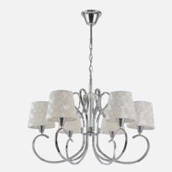 Lampara Cancun 6xe14 Cromo Pantalla Blanca 98x62x62 Cm