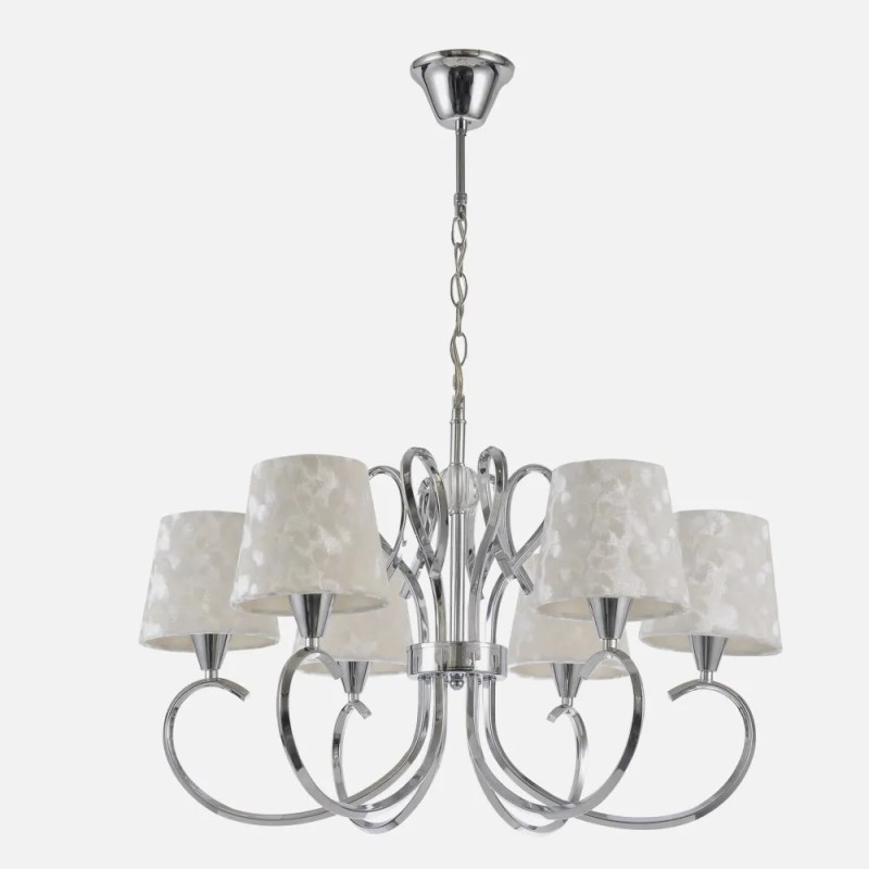 Lampara Cancun 6xe14 Cromo Pantalla Blanca 98x62x62 Cm Lampara Cancun 6xe14 Cromo Pantalla Blanca 98x62x62 Cm