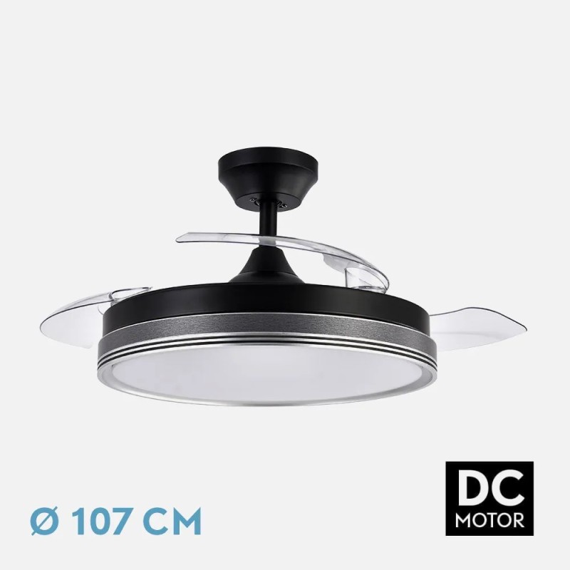 Ventilador Dc Escarcha Negro/gris 72w 3aspas Desplegables 107d 7200lm 6vel 3000k,4500k,6000k, Remoto+temporizador+memoria Ventilador Dc Escarcha Negro/gris 72w 3aspas Desplegables 107d 7200lm 6vel 3000k,4500k,6000k, Remoto+temporizador+memoria