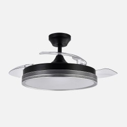 Ventilador Dc Escarcha Negro/gris 72w 3aspas Desplegables 107d 7200lm 6vel 3000k,4500k,6000k, Remoto+temporizador+memoria