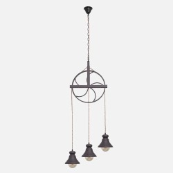 Colgante Rustico Rueca 3xe27 Marron