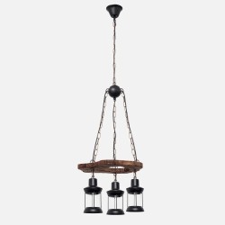 Colgante Rustico Cortijo 3xe27 Marron