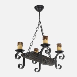 Lampara 4xe27 Tronco Negro/marron