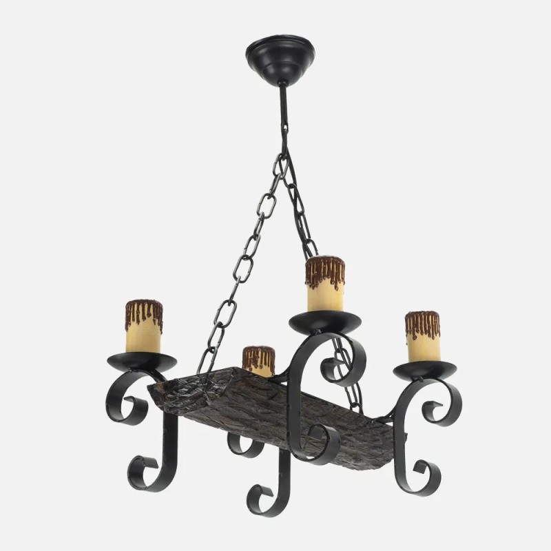 Lampara 4xe27 Tronco Negro/marron Lampara 4xe27 Tronco Negro/marron