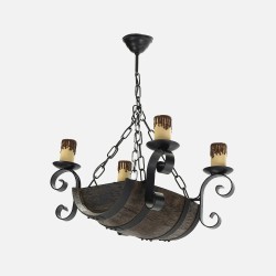 Lampara 4xe27 Barril Negro/marron