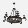 Lampara Rustico Rueda 6xe27 Marron