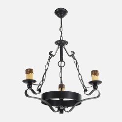 Lampara Rustica 3xe27 Medieval Negro